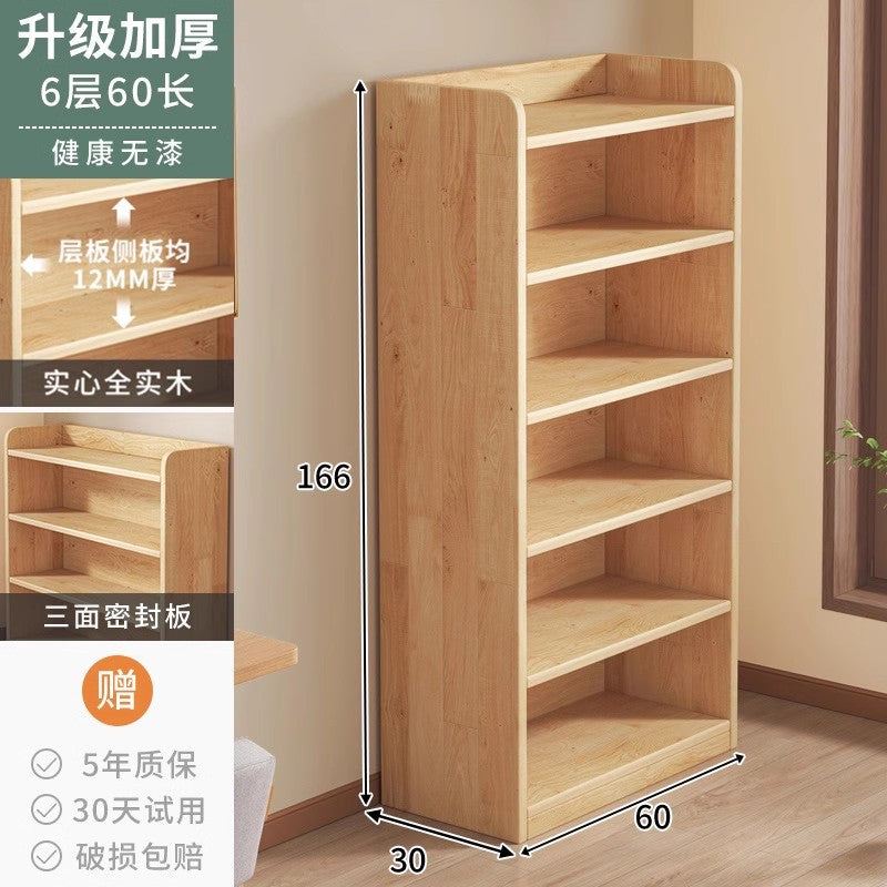 Pure solid wood bookshelf Floor-to-ceiling locker Children's pine storage cabinet Storage against the wall Student household bookcase with door