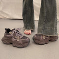 Black chunky platform sneakers for women, 2026 spring/summer new arrival, popular style, versatile casual sneakers for students, slimming and sporty