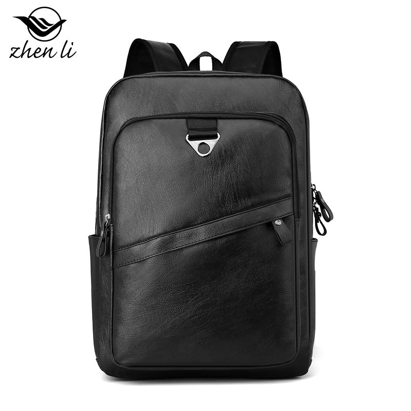 Cross-border wholesale backpack men's simple casual business laptop bag PU leather travel backpack