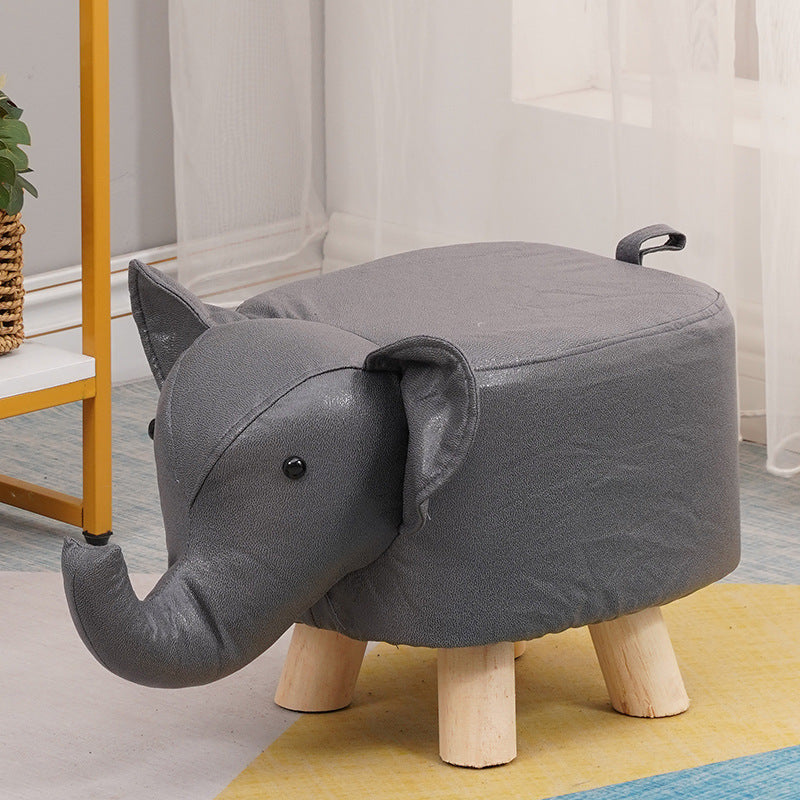 Elephant stool - kids' animal stool - solid wood shoe bench - creative small stool - home living room cartoon cute low stool