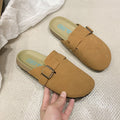 Taizhou plus size slip-on toe-cap half slippers 2025new arrivalretroflats slippers round toe suede lazy slippers