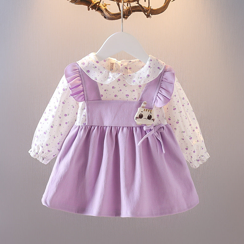 Girls' dress autumn collection : stylish spring and autumn children's wear, baby princess cute dress, kids' long-sleeved skirt