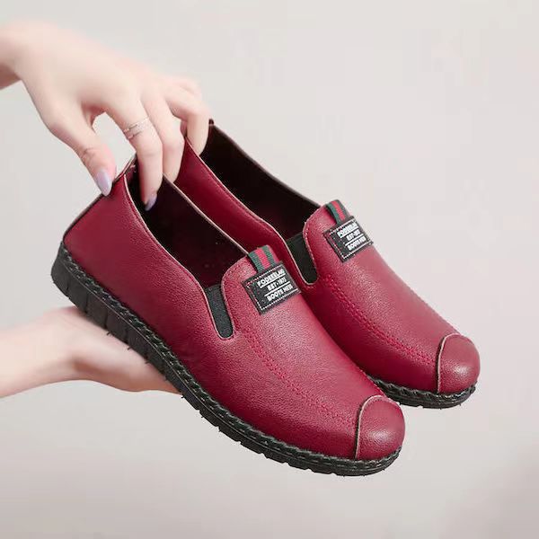 Soft leather soft bottom ladieswear shoes flatsabrasion resistantwaterproofbows work shoes wechat group purchase live broadcast one piece dropshipping
