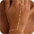 Amazon cross-border new arrival: stainless steel chain gold ring bracelet - fashionable, versatile, unique, exquisite finger chain for women