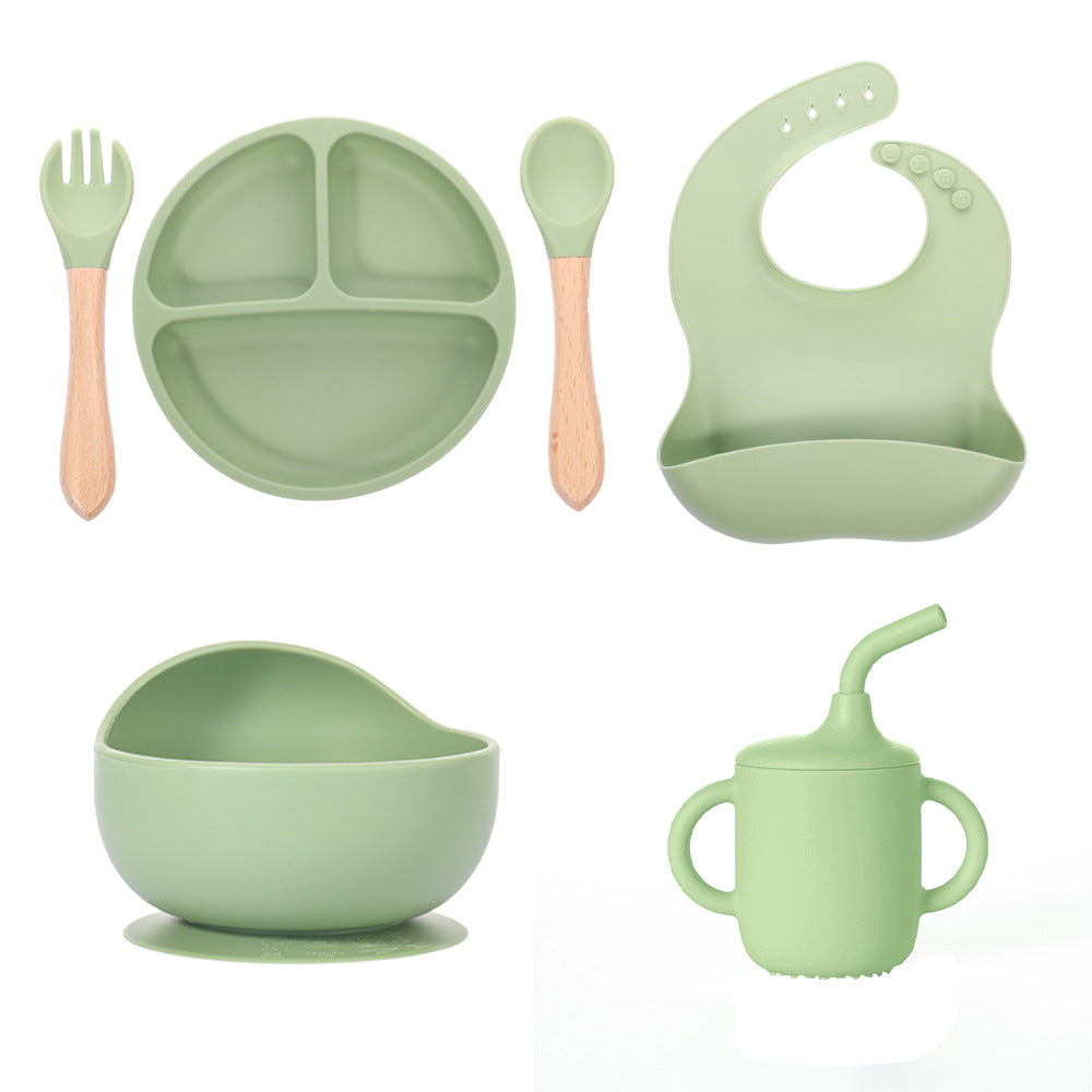 Children's Grid Silicone Plate, BPA Silicon Free Children's Gift Tableware Feeding Set Three Grid Plate