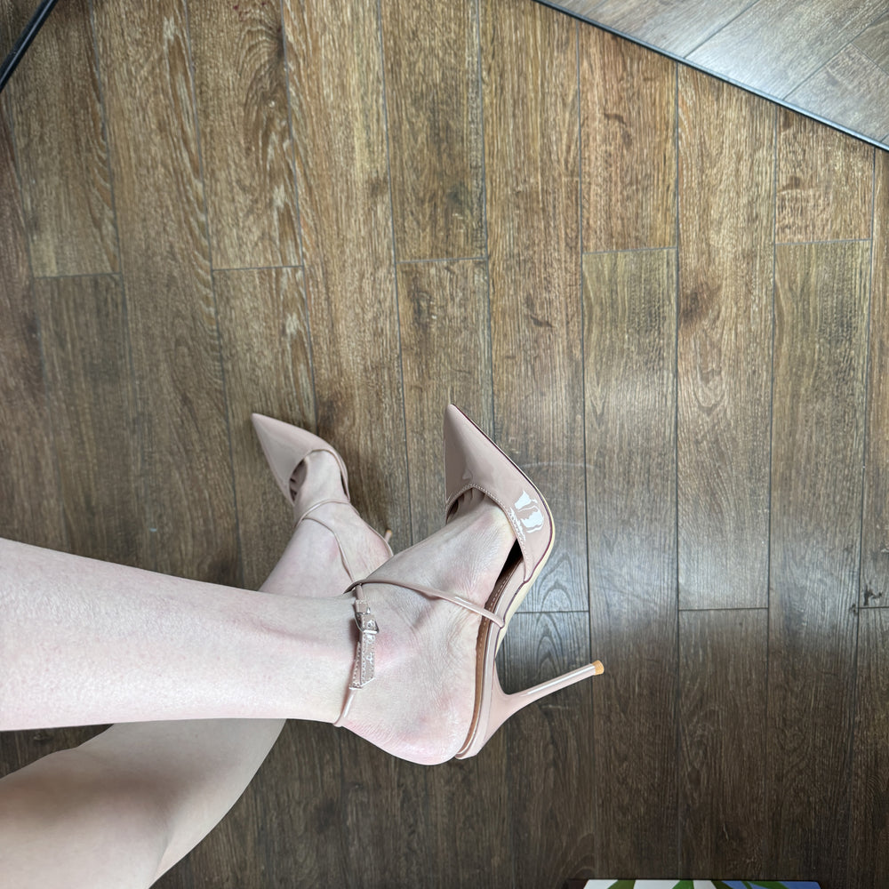 2025 spring/summer new pointed-toe nude patent leather high heels - women's stiletto strappy gorgeous executive shoes - sexy sandals