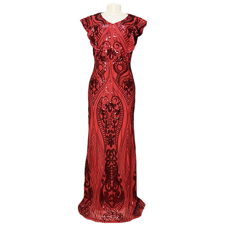 Special offer: european & american fashion sexy sequin maxi dress - solid color, elegant, luxurious wedding, prom, and evening gown