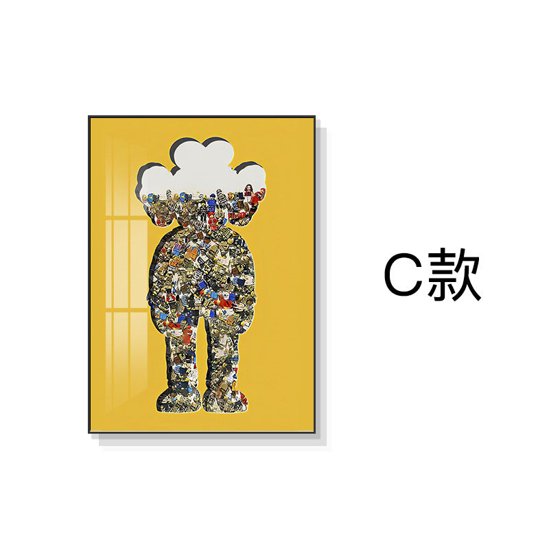 Kaws tide brand living room decorative painting modern real Lego building block cardboard floor hanging painting porch walkway crystal porcelain painting