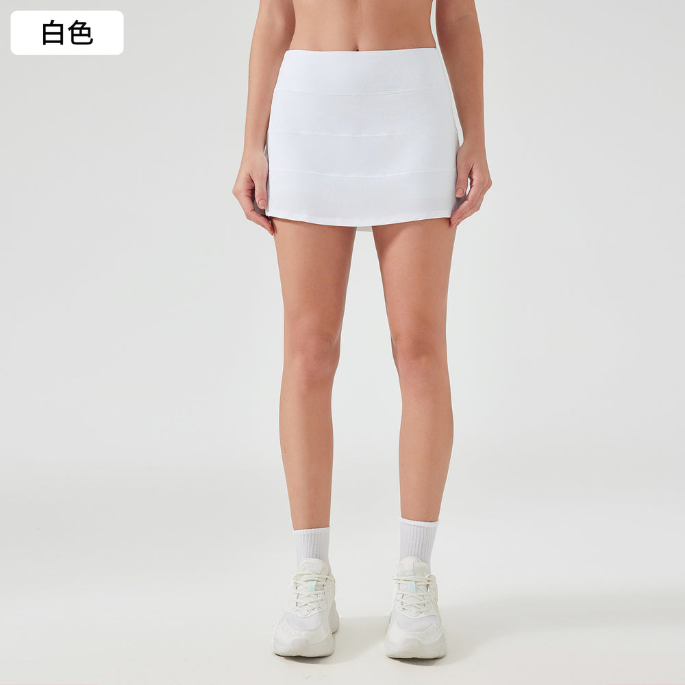 Women's active skirt - quick-dry, breathable tennis skirt with back pockets, faux two-piece design, anti-exposure yoga & fitness mini skirt d25014