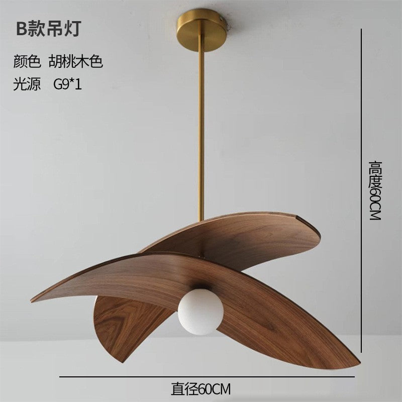 Vintage wabi silent wind zen creative bird restaurant chandelier Japanese tea room bar light hotel homestay walnut light