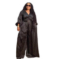 European and american cross-border women's fashion:  summer new collection - stylish v-neck tie-up polka dot cropped top and wide-leg pants set