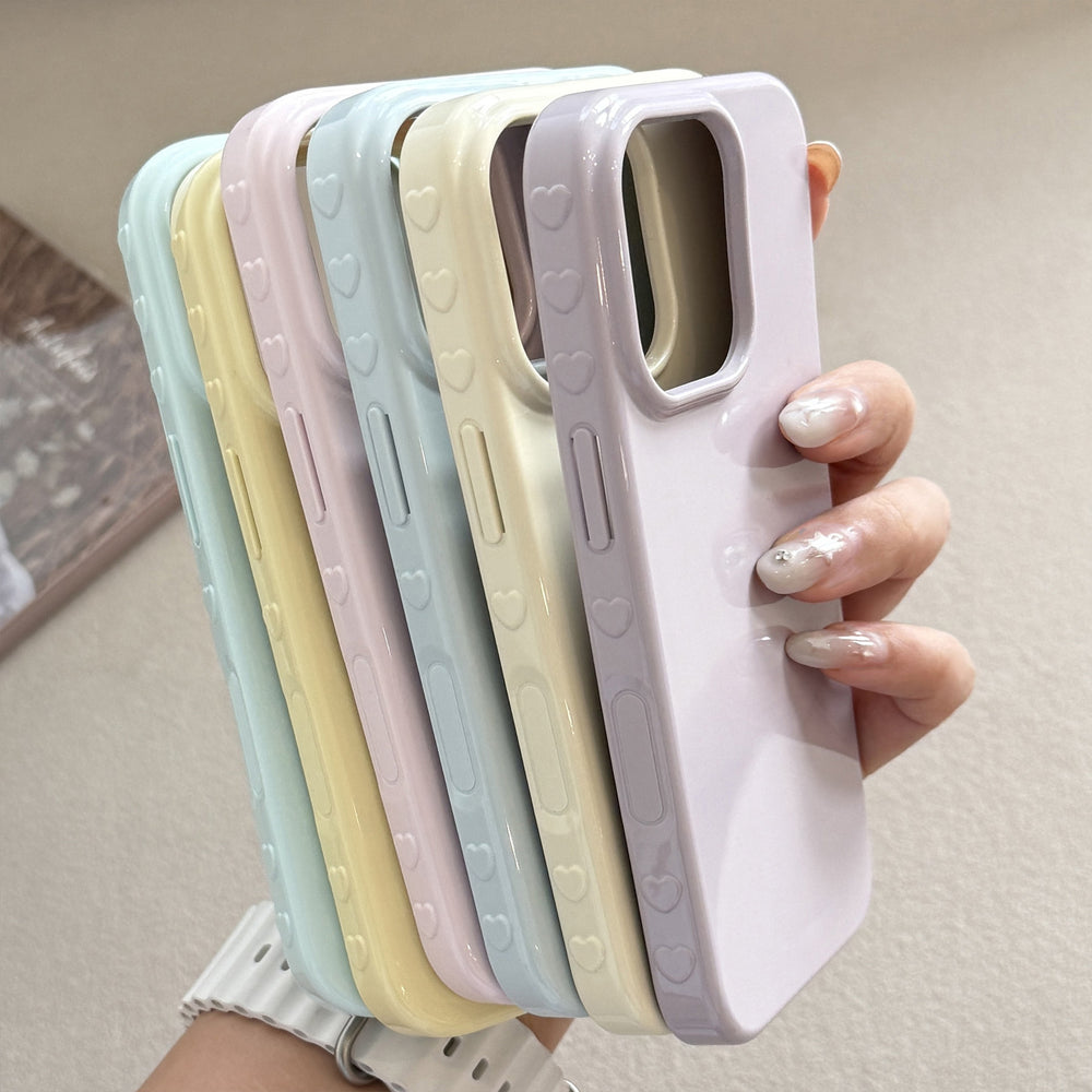 Heart-shaped tpu side phone case for iphone 17 pro, apple 16, full coverage drop protection, lens fully enclosed