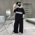 Boys' summer outfit set:  new collection - athletic short-sleeve two-piece set for mid-to-large boys, lightweight summer wear