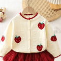 Girls' knit sweater set -  autumn/winter new collection - embroidered strawberry knit cardigan & tutu skirt two-piece set