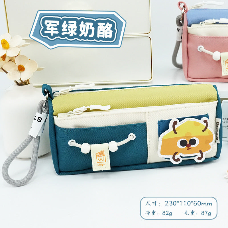 cute cute puppy large-capacity pencil case double-layer stationery pencil case for primary school students high-value stationery box design sense