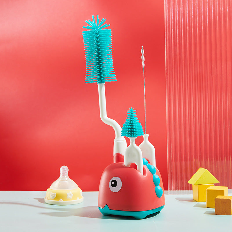 Baby bottle brush silicone cleaning brush - long handle bottle brush for babies, portable nipple brush, straw brush set