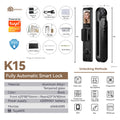 exclusive smart lock with facial recognition, intercom, tuya ai interactive voice input, fully automatic fingerprint lock, and support for 20 languages