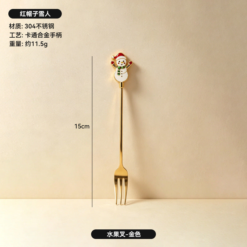 304 stainless steel luxury style creative christmas tableware coffee spoon afternoon tea dessert spoon fruit fork wholesale