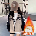 Girls' fall sweatshirt  new stylish children's autumn and winter hooded fleece-lined kids' top, girls' spring and autumn style (big girls)