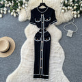 Accessible luxury tweed styleknitting gentle dress women's summer metal buckle silmslimming looka-line eleganceelegant long skirt