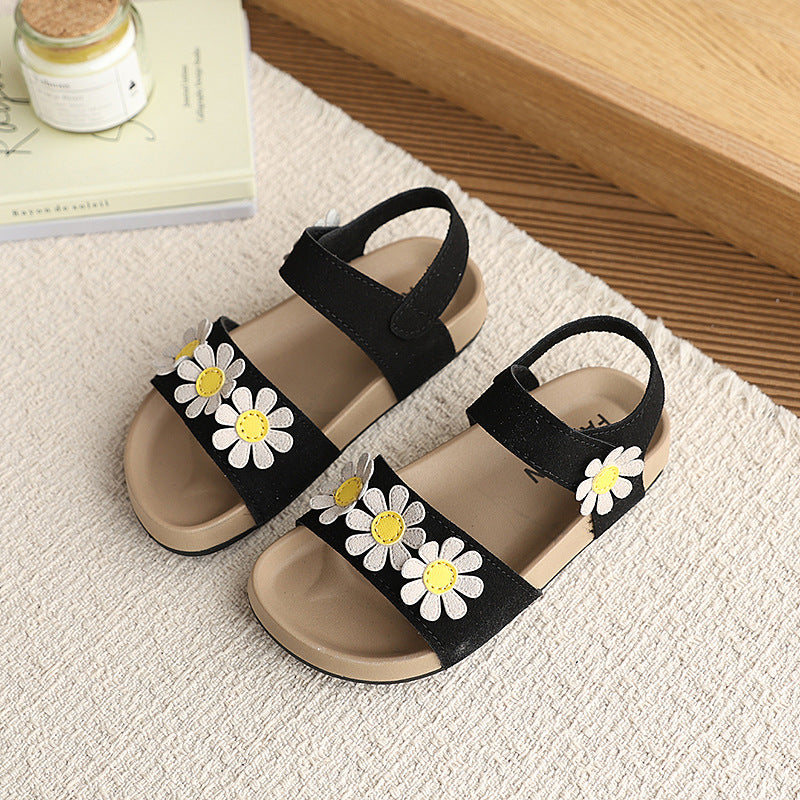 Summer toddler shoes for 1-7 year olds: soft-soled, hollow-out, floral princess sandals - wholesale breathable kids' shoes
