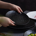 Nordic texture new hotel round plate retroclassy ceramic steak plate pasta plate for home vegetable plate