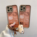 Brown apple 16pro leopard print mobile phone case iphone11/13 short lanyard protective cover xr apple 16 mobile phone case