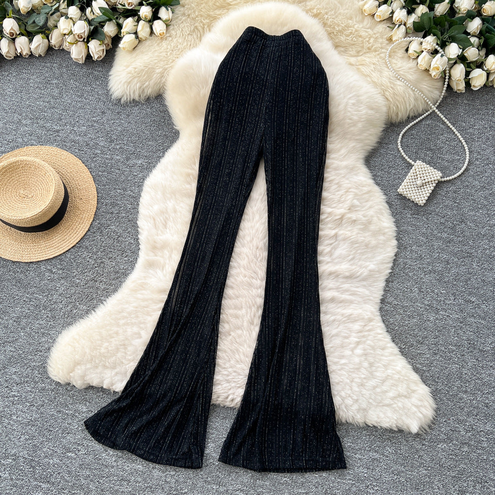 Lazy style casualloose pants for women summersense of design straps elastic waist slimming lookloose to cover the flesh and cover the crotch chiffon pants