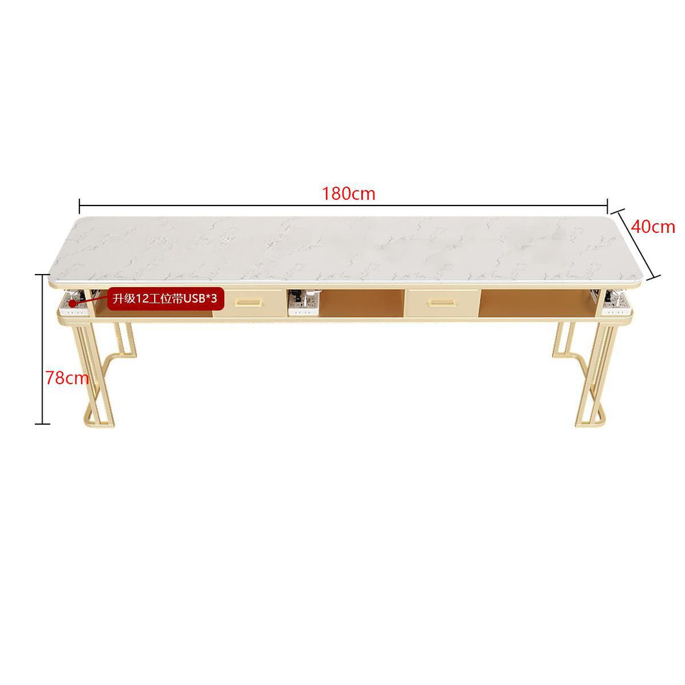 New arrivalpopular nail art table and chair suit single double light luxury vacuum cleaner makeup nail art shop manicure table imitation marble