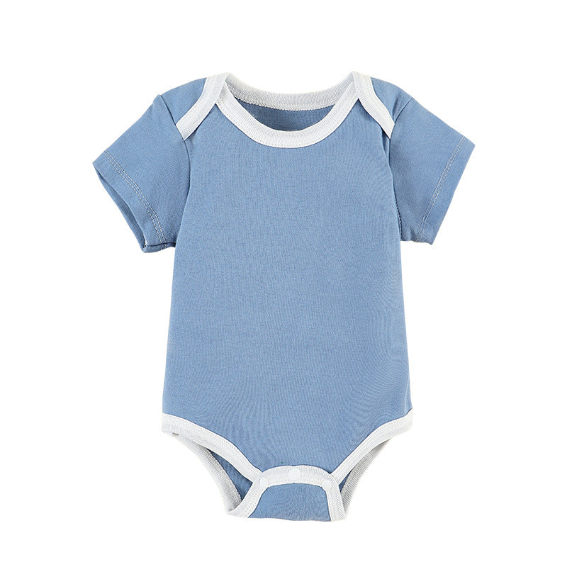 Triangle romper baby short sleeve bodysuit thin summer unisex newborn snap-crotch outfit solid color