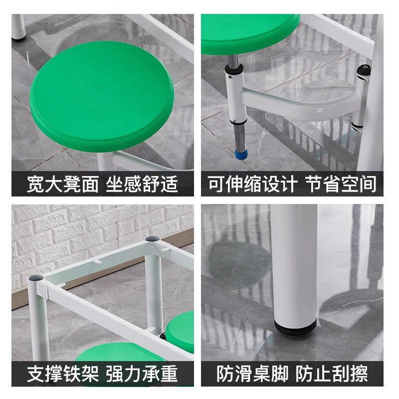 Canteen dining table conjoined combination school students 6 people 4 people factory staff dining room hanging stool company dining room dining table and chairs