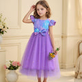 Girls' dress, fish scale flutter sleeve mesh dress
