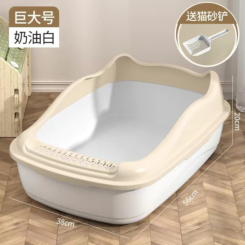 Extra-large, semi-enclosed cat litter box - prevents tracking, extra small size for kittens, complete cat supplies