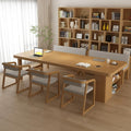 Scandinavian solid wood long table bookcase all-in-one writing table for home study table office desk workbench