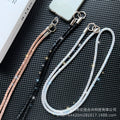 Square crystal backable cross-body mobile phone lanyard classy women's fashion mobile phone cross-body chain anti-lost popular chain