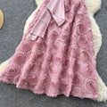 High-end elegant women's dress -  summer french style, heavily embellished 3d floral, cinched waist, sleeveless evening gown maxi dress