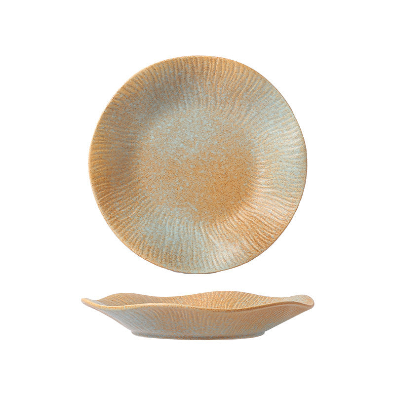 New creative ceramic plates - japanese retro round dinner plates, steak plates - wholesale for home and hotel tableware manufacturers