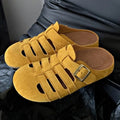 Retro piggyback birkenstock shoes women's easiest for match2026new arrivalspring and summeroutwear slip-on lazy cut out toe-cap half slippers