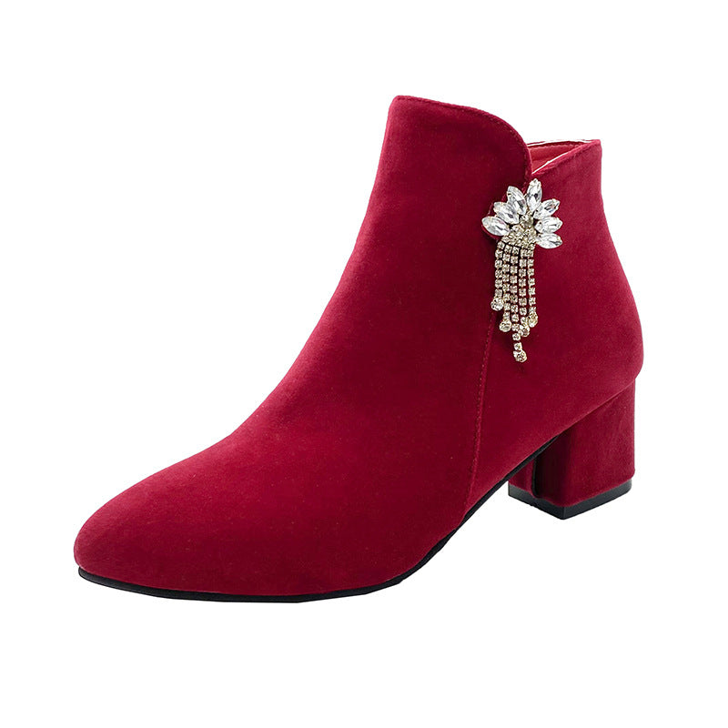 Wedding shoes for women xiuhe wedding dress two-wear 2022 new arrival engagement red thick heel bridal shoes not tiring feet high heels