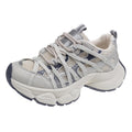 Parisian strappy chunky sneakers for women, new spring/summer 2026 collection, breathable mesh round toe lace-up casual athletic shoes