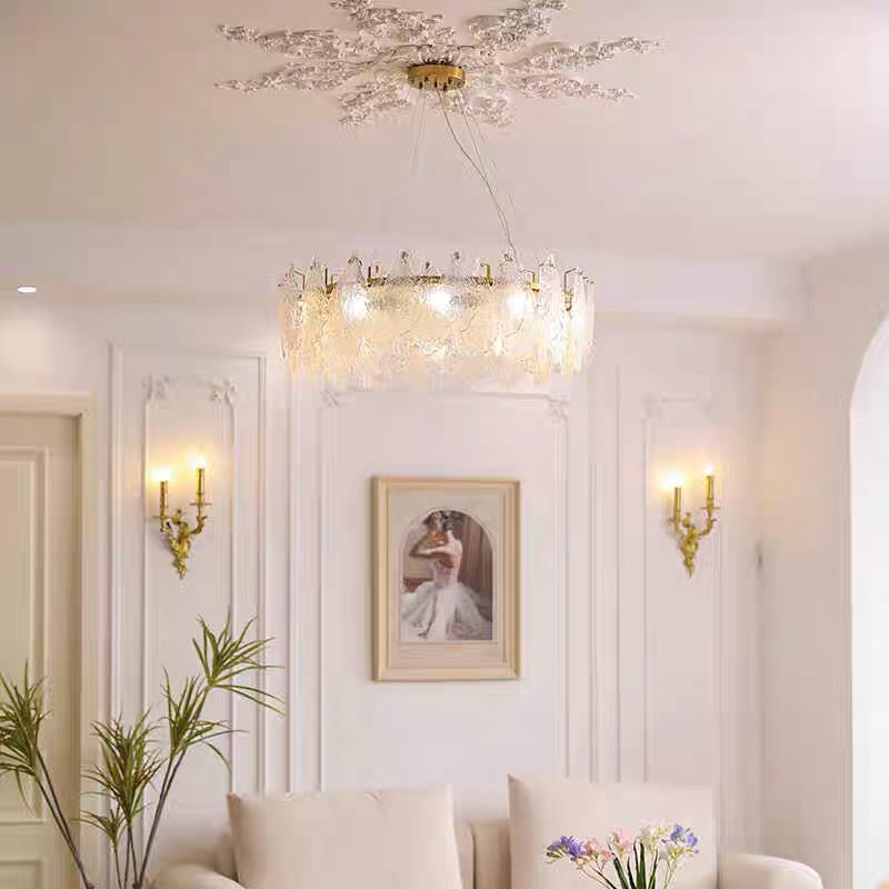Art Home, French Light Luxury Premium Maple Leaf High-end Villa Bedroom Dining Room Lighting Design Glass Living Room Chandelier