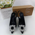 Za new 2024 pointed toe peep-toe high heels women's low-cut pumps ladies' water brick square buckle slingback fashion mules