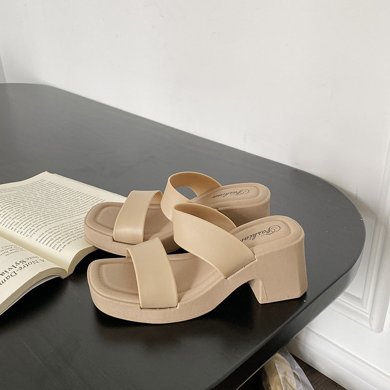 2026 new arrival: hot-selling women's high-heeled slides - summer outdoor wear, height-increasing, non-slip sandals, fashionable wedge heel women's shoes