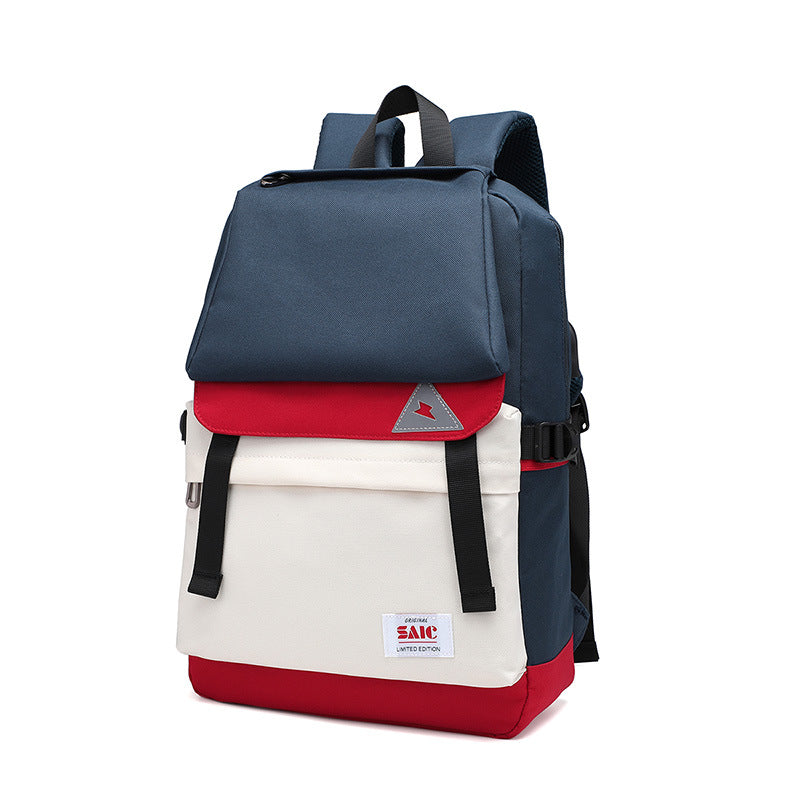 Cross-border  waterproof Oxford canvas backpack men's and women's outdoor travel backpack student schoolbag LOGO customization