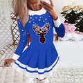 european and american cross-border women's autumn/winter new collection: round neck long sleeve pleated casual party dress