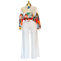 European and american cross-border women's fashion  summer new arrival: elegant turn-down collar, loose-fit printed long-sleeve shirt and wide-leg pants set