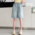 Girls' denim shorts summer outfit  new summer children's capri pants outerwear girls' big kids' pants summer lightweight style
