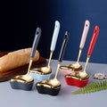 Luxury stainless steel soup ladle kitchen utensil set - includes hot pot spoon with ceramic handle, anti-scald cooking spoon - wholesale