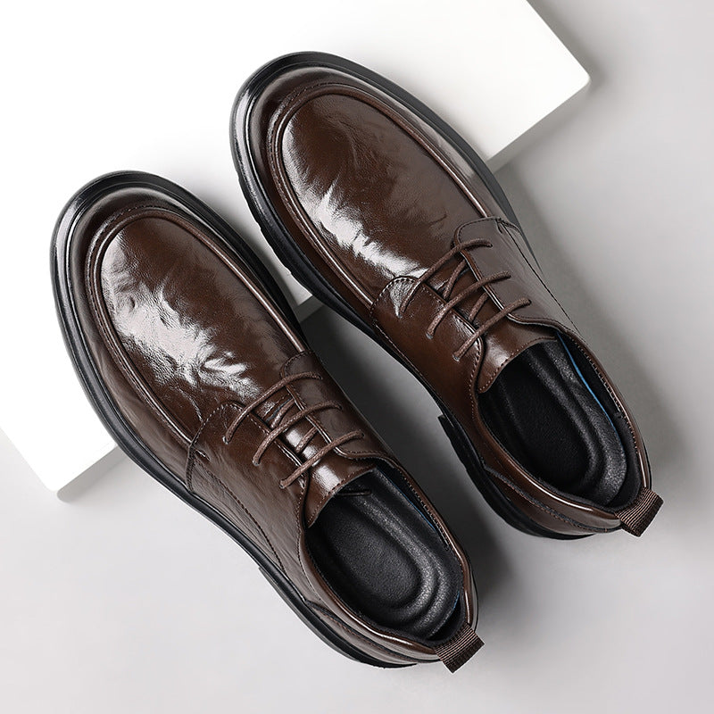 Genuine leather men's new leather shoes, light luxury business casual men's shoes, formal shoes, thick sole men's wedding leather shoes