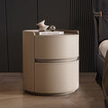 Creative design bedside table solid wood saddle leather  new modern minimalist light luxury high-end bedroom